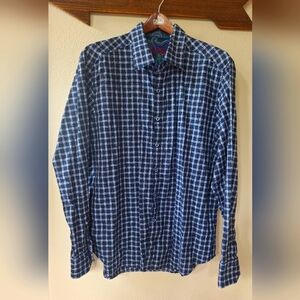 Robert Graham Button Down Plaid Dress Shirt Men's XL Flip Cuff